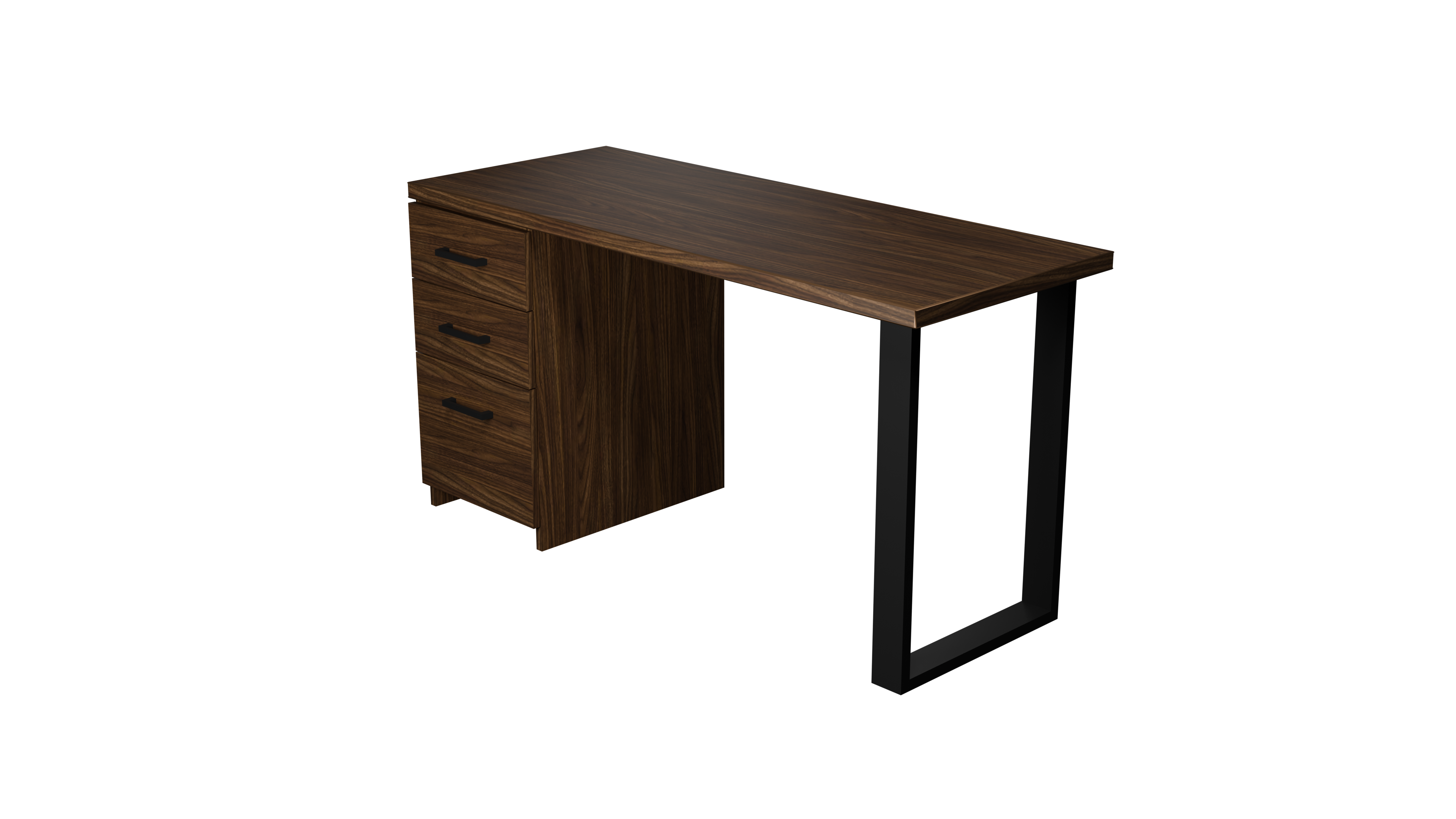 Desk with drawer base in walnut finish